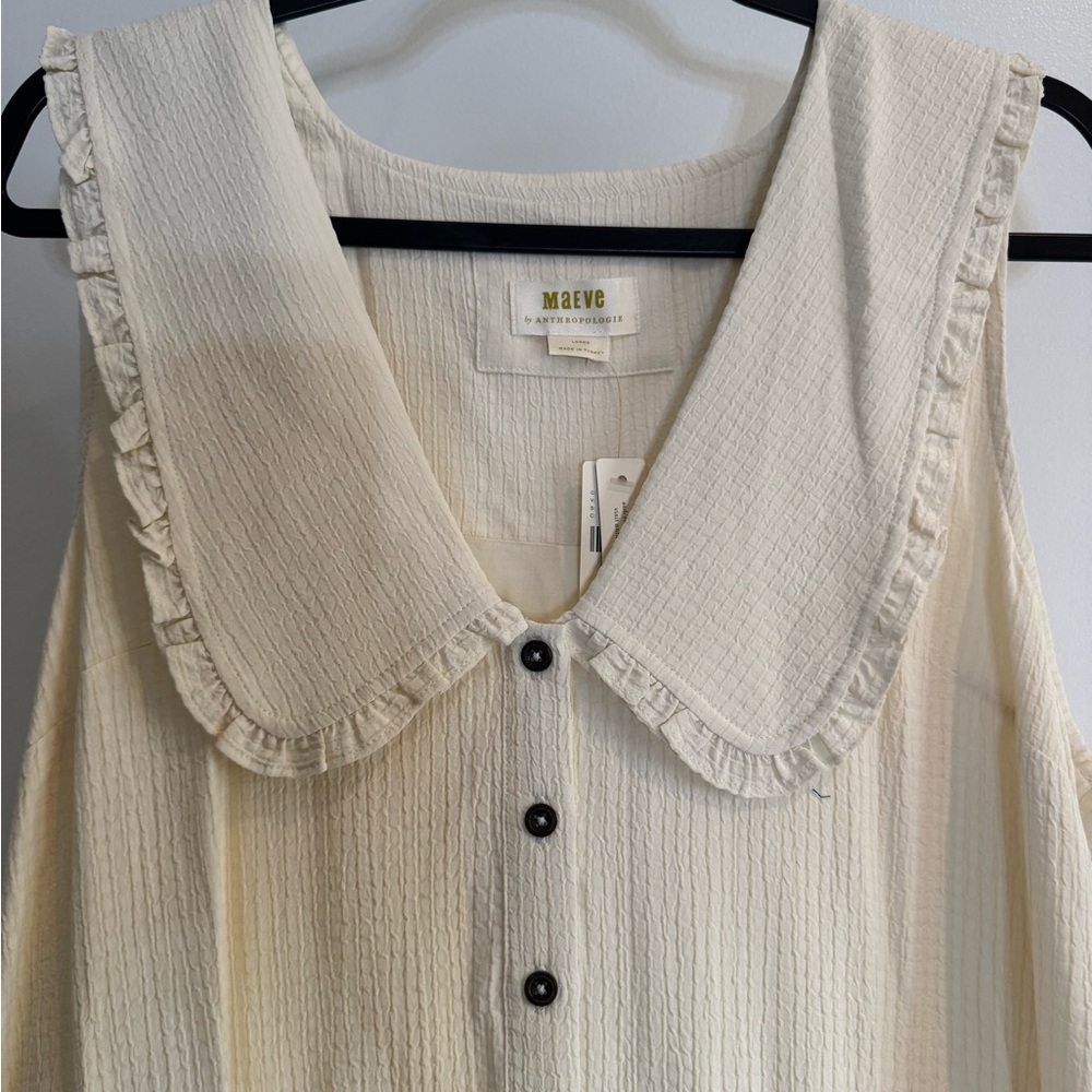 Anthropologie Cream Mini Dress with Peter Pan Collar - NWOT - Picture 6 of 7